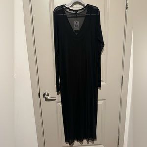 AFRM sheer black long sleeve long dress